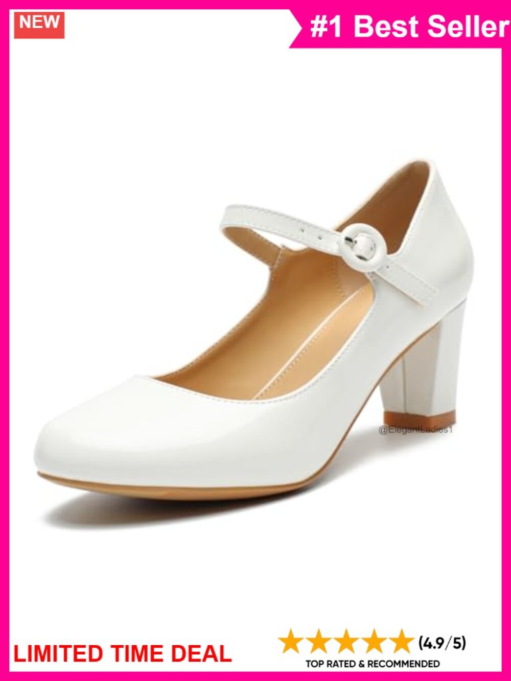 Mary Jane Pumps Low Chunky Block Heel Ankle Strap Closed Toe Work Dress Shoes
